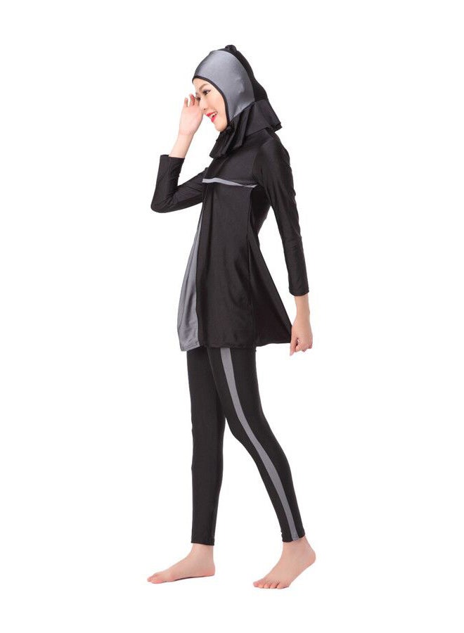 ماركة غير محددة - ملابس سباحة إسلامية بوركيني أسود/ رمادي - Image 1