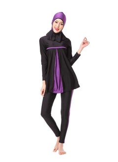 ماركة غير محددة ملابس سباحة إسلامية بوركيني أسود/بنفسجي  - Image 1