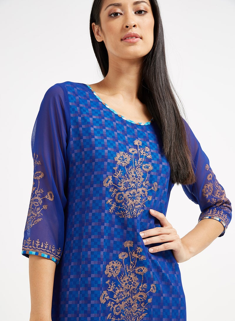 Raju Plaza - Electric Fusion Kurti Electric Blue - Image 1