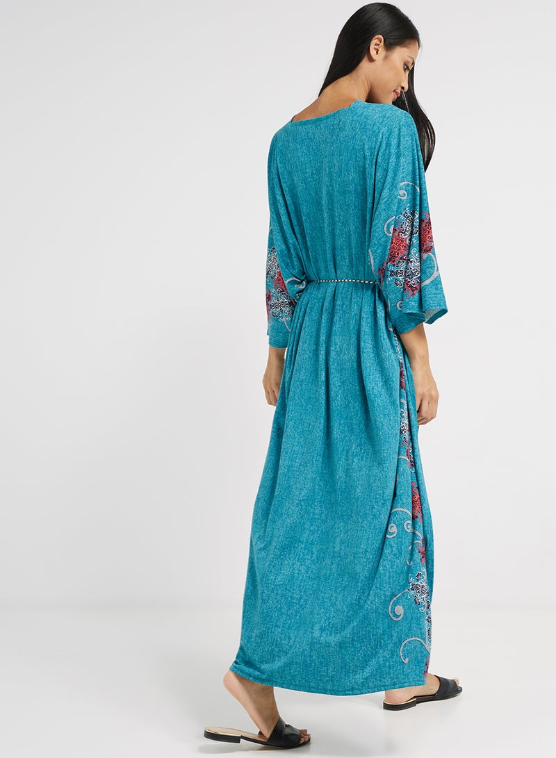 NUKHBAA - Printed Kaftan Blue - Image 1