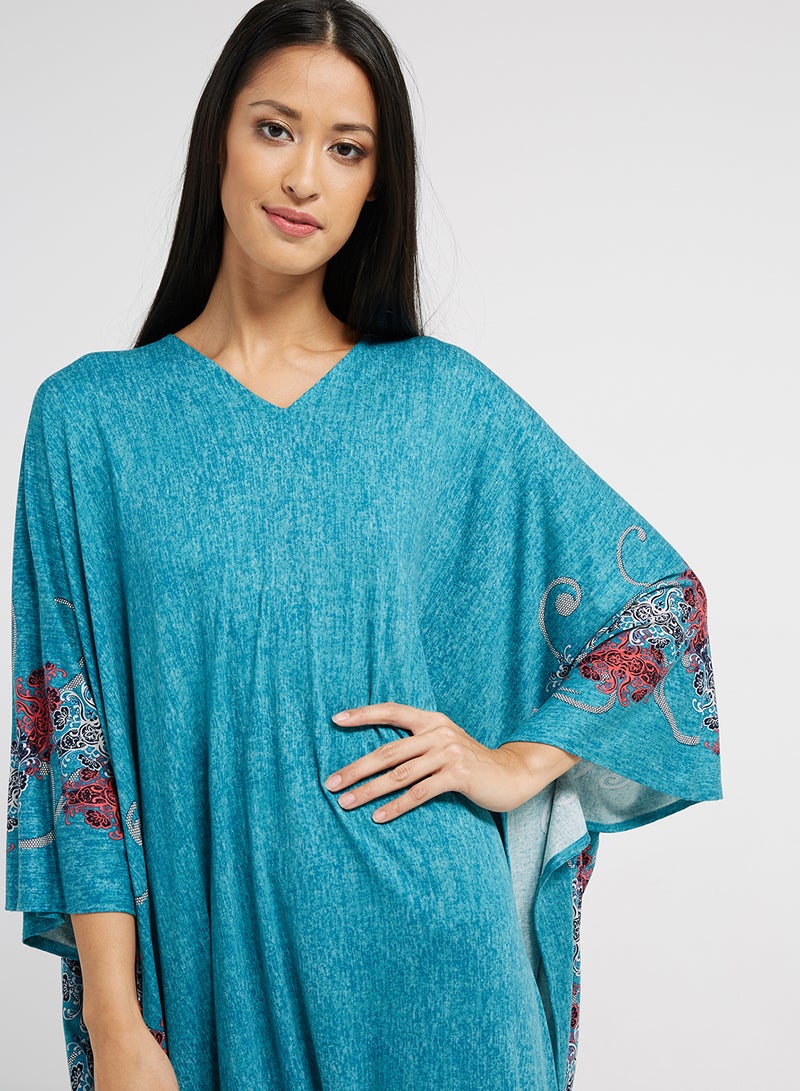 NUKHBAA - Printed Kaftan Blue - Image 1