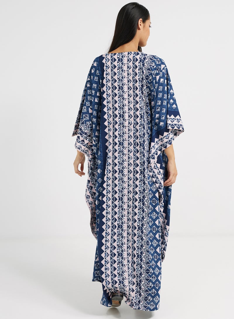 NUKHBAA - Floral Printed Kaftan Multicolour - Image 1
