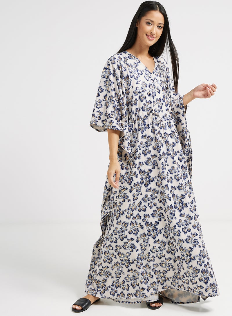 NUKHBAA - Floral Printed Kaftan Multicolour - Image 1