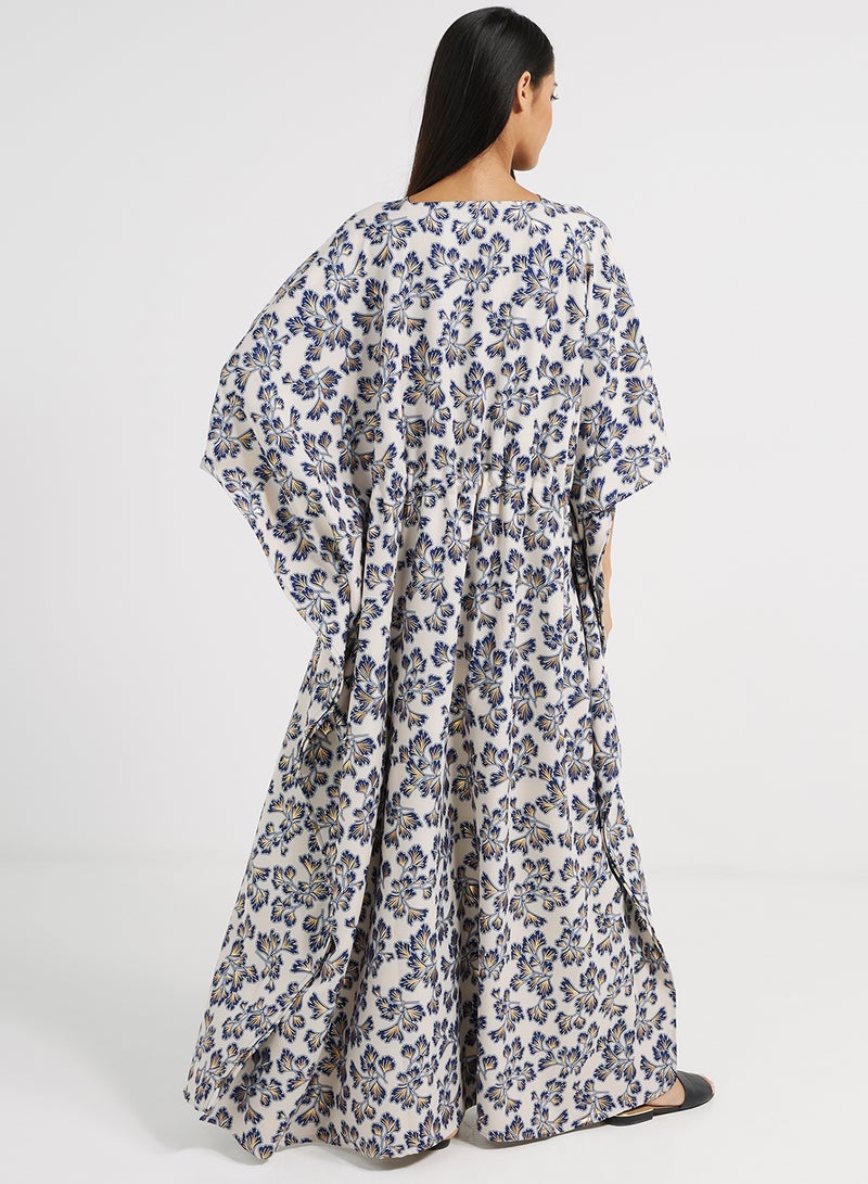 NUKHBAA - Floral Printed Kaftan Multicolour - Image 1