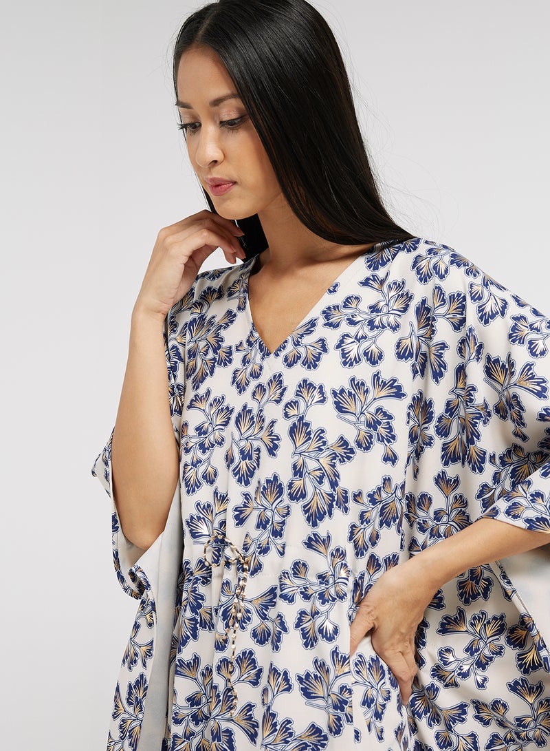 NUKHBAA - Floral Printed Kaftan Multicolour - Image 1