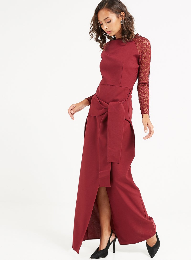 CHASE - Knot Lace Dress Red - Image 1