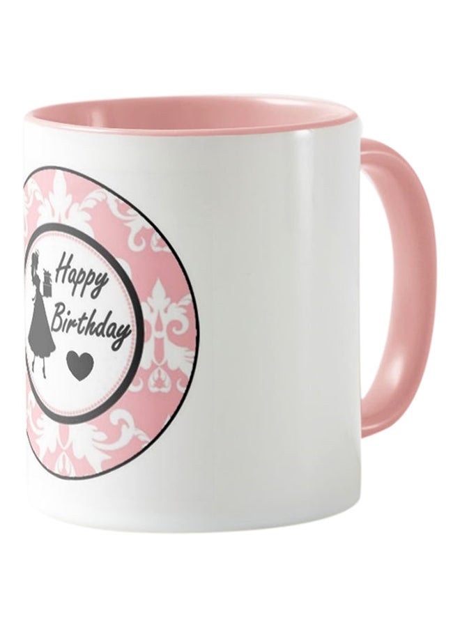 Printed Birthday Mug White/Pink