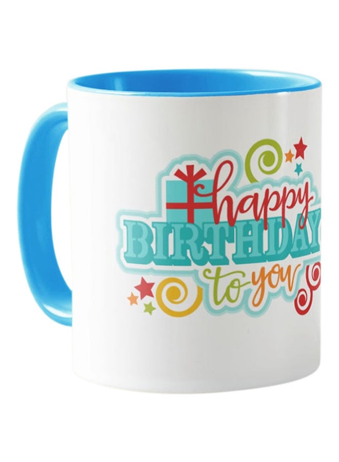 One Piece Printed Birthday Mug White & Light Blue