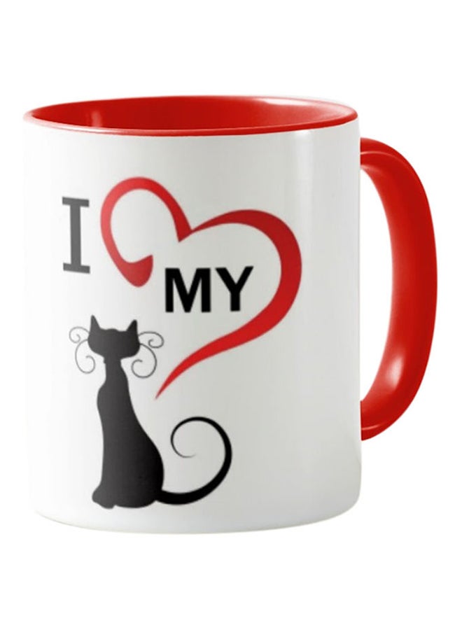 One Piece Mug With design I Love My Cat White & Red