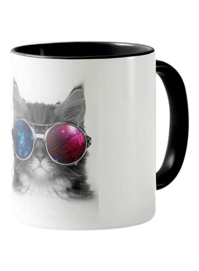 Printed Kitty With Sunglass Mug White & Black - v1528106710/N15032540A_1