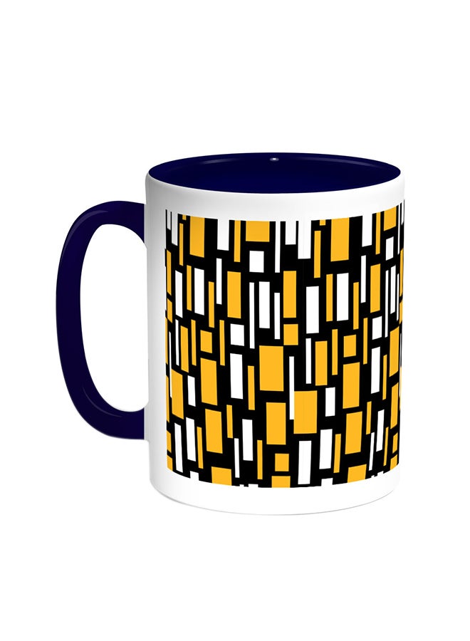 قدح قهوة - أشكال هندسية أزرق/ أبيض