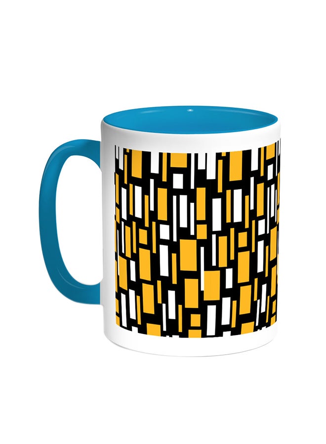 قدح قهوة - أشكال هندسية تركواز/أبيض