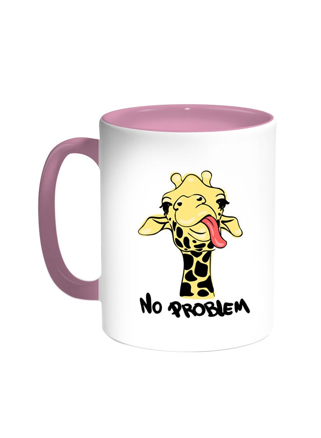 Decalac Giraffe - No Problem Printed Coffee Mug Pink/White