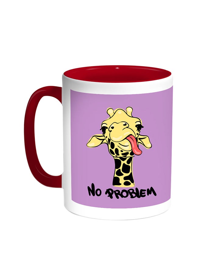 Giraffe - No Problem Printed Coffee Mug Red/White