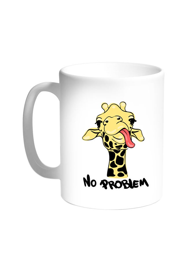 ديكالاك قدح قهوة - رسمة زرافة مع شعار"نو بروبليم" أبيض