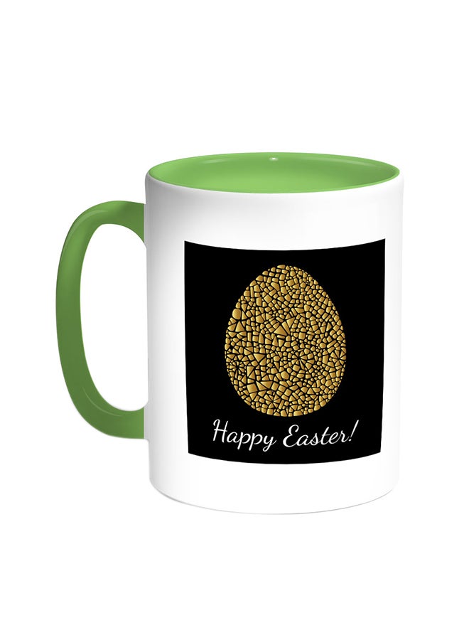 Decalac Golden Egg Printed Coffee Mug Green/White 