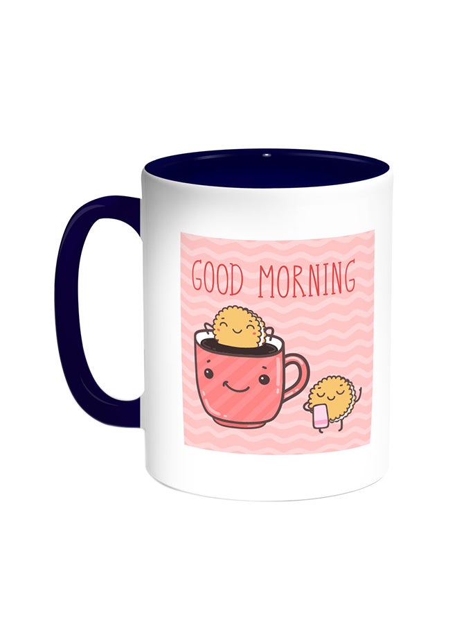Decalac Good Morning Printed Coffee Mug Blue/White