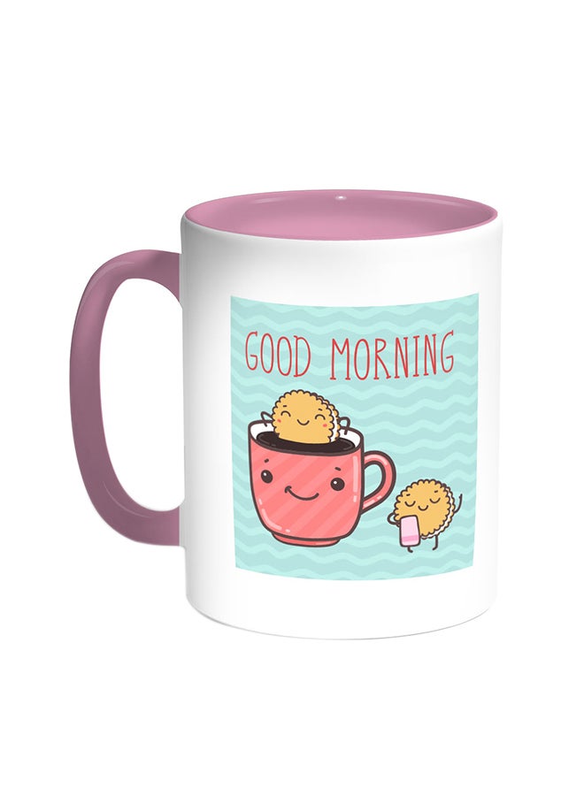 Decalac Good Morning Printed Coffee Mug Pink/White