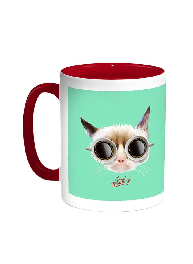 ديكالاك قدح قهوة - جود مورنينج أحمر/أبيض