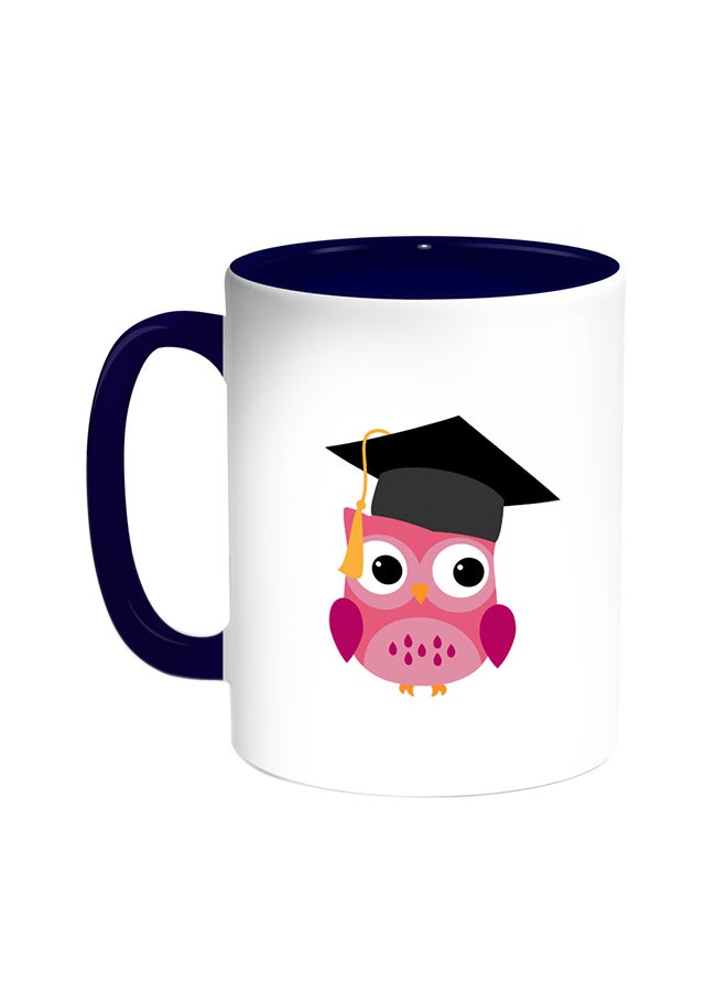 Graduation - Owl Picture Printed Coffee Mug Blue/White