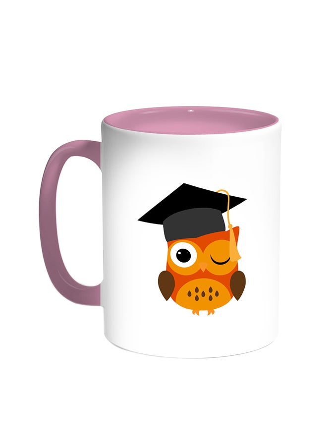 Decalac - Graduation - Owl Picture Printed Coffee Mug Pink/White - Image 1