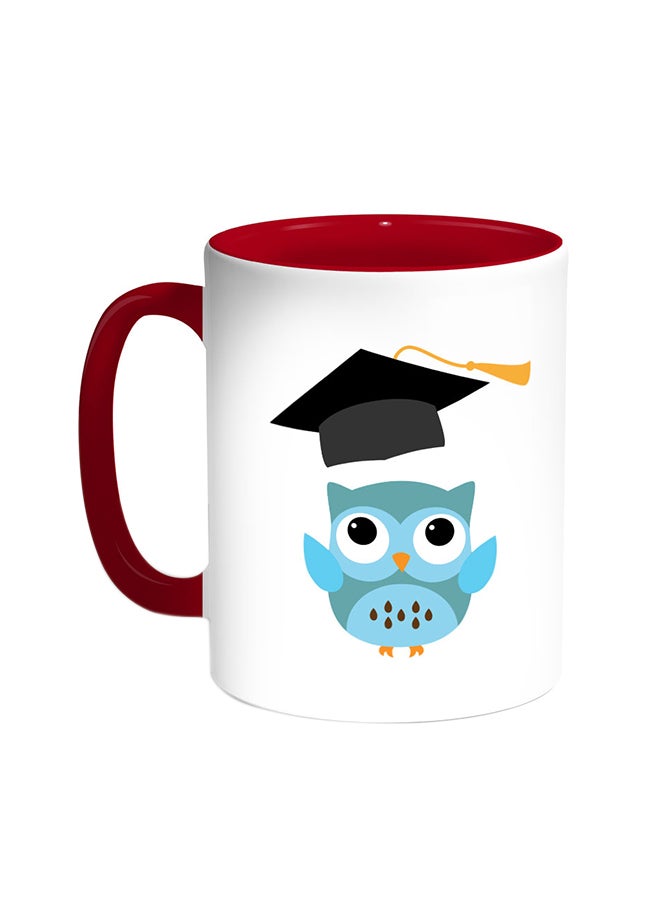 Graduation - Owl Picture Printed Coffee Mug Red/White