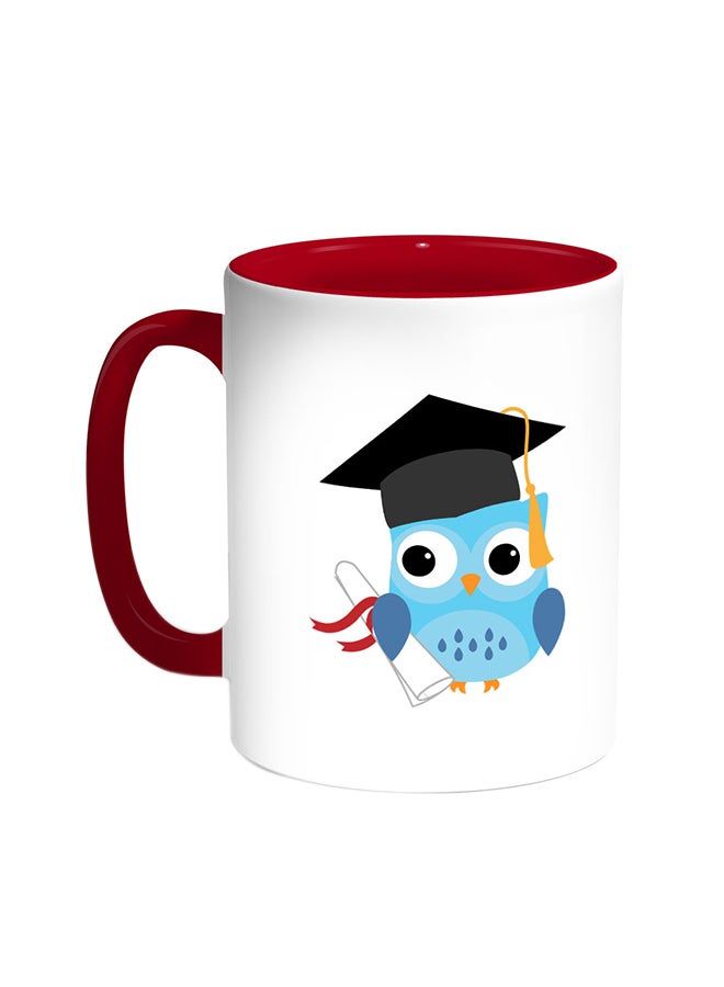 Decalac Graduation - Owl Picture Printed Coffee Mug Red/White