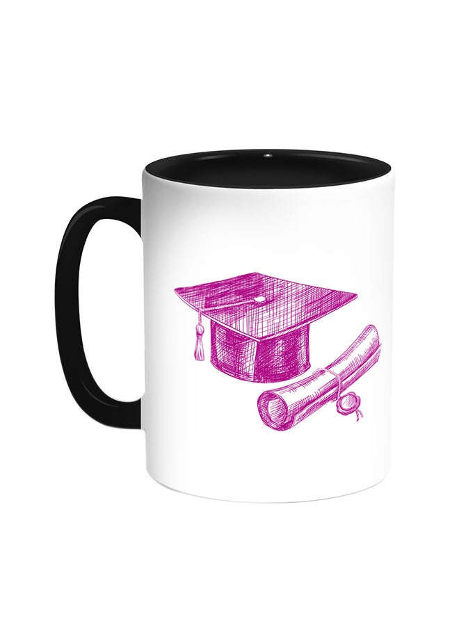 قدح قهوة - شعار يوم التخرج أسود/ أبيض