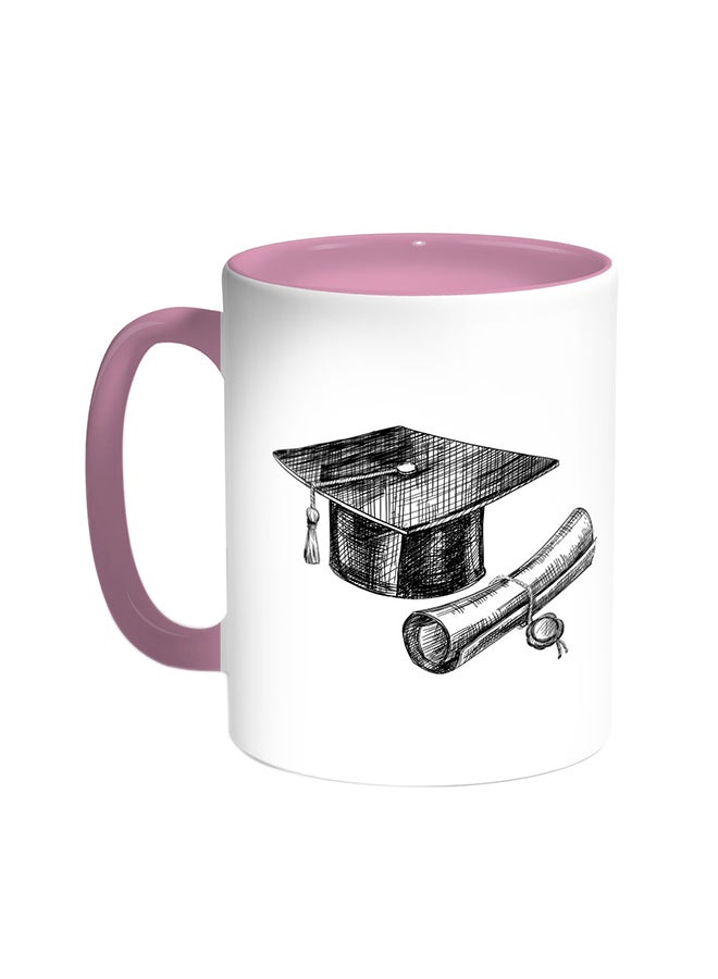 Decalac Graduation Day Logo Printed Coffee Mug Pink/White