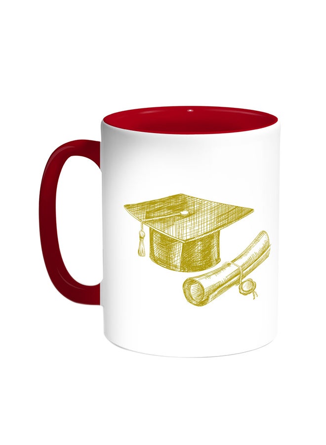 ديكالاك قدح قهوة - شعار يوم التخرج أحمر/أبيض