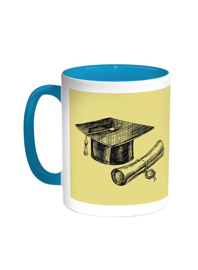 ديكالاك قدح قهوة - شعار يوم التخرج تركواز/أبيض