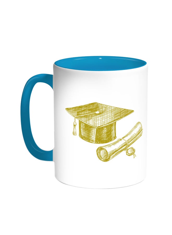 Decalac Graduation Day Logo Printed Coffee Mug Turquoise/White