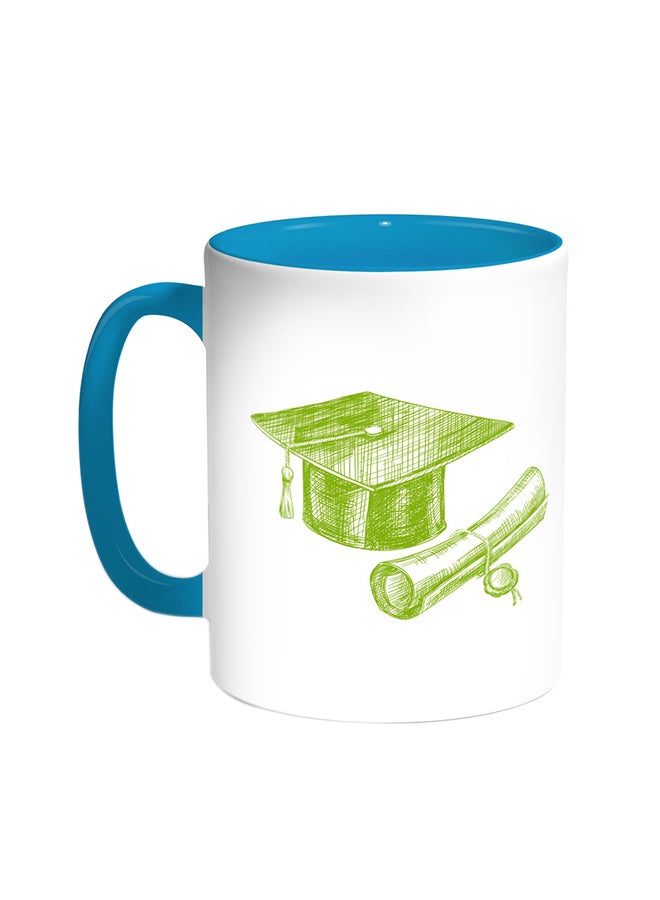 Decalac Graduation Day Logo Printed Coffee Mug Turquoise/White