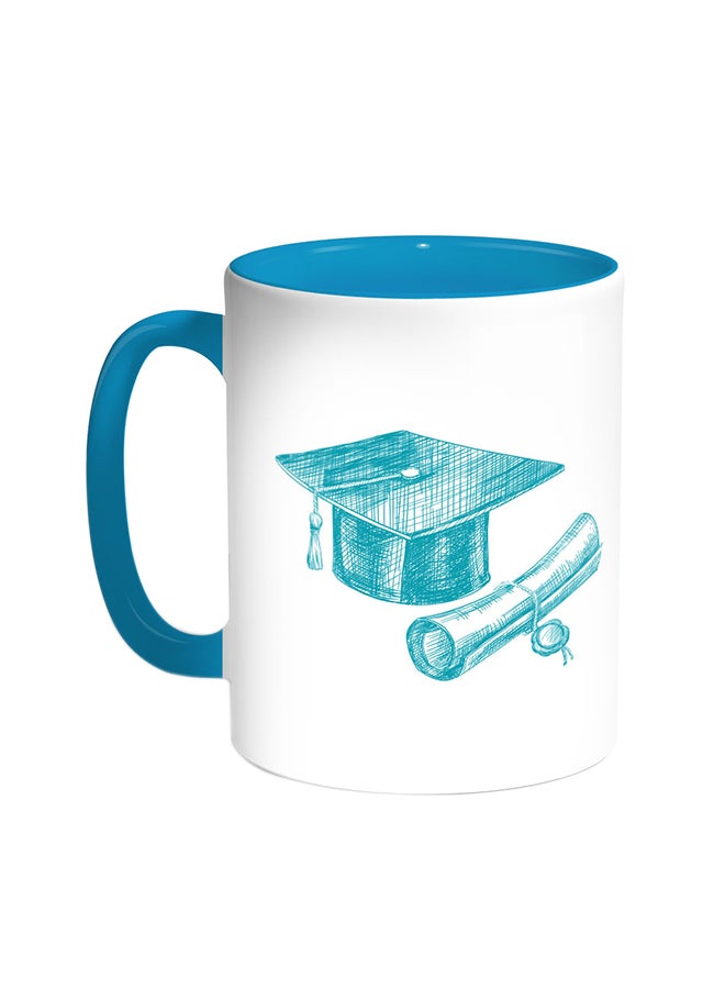 Decalac Graduation Day Logo Printed Coffee Mug Turquoise/White