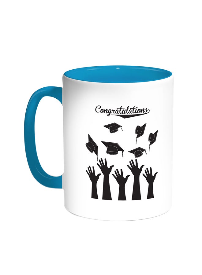 Decalac Graduation Party Printed Coffee Mug Turquoise/White