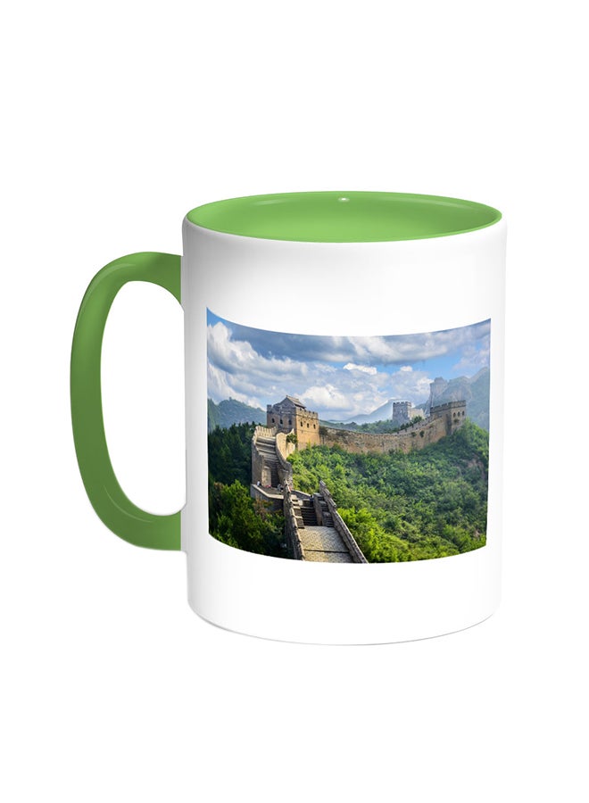 Decalac Great Wall Of China Printed Coffee Mug Green/White 