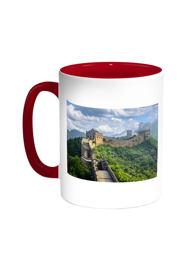 قدح قهوة - سور الصين العظيم أحمر/أبيض