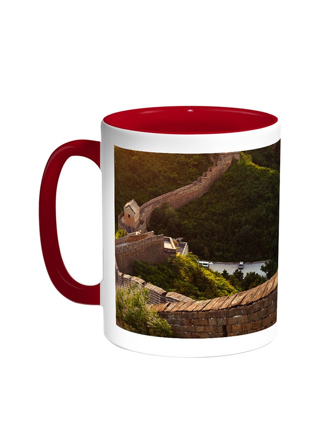 قدح قهوة - سور الصين العظيم أحمر/أبيض