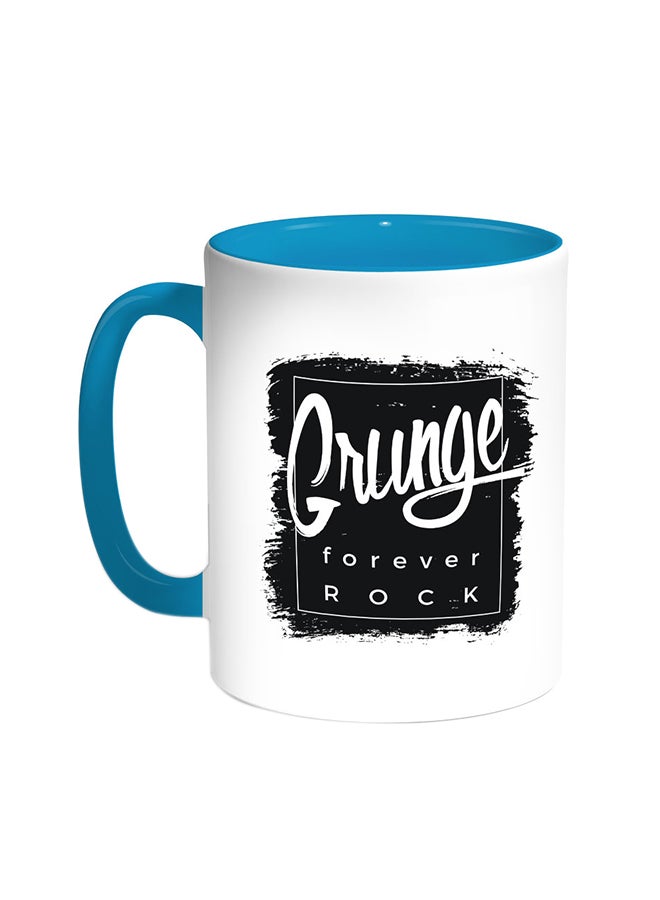 Decalac Grunge Forever Rock Printed Coffee Mug Turquoise/White