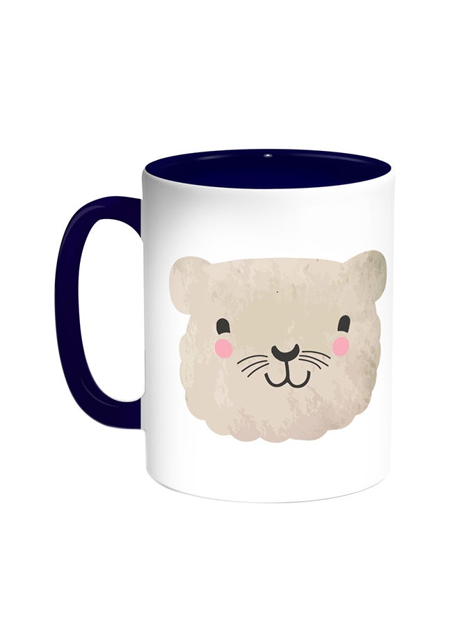 قدح قهوة - قطة سعيدة أزرق/ أبيض