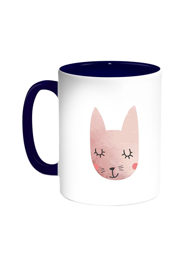 Decalac Happy Cat Printed Coffee Mug Blue/White