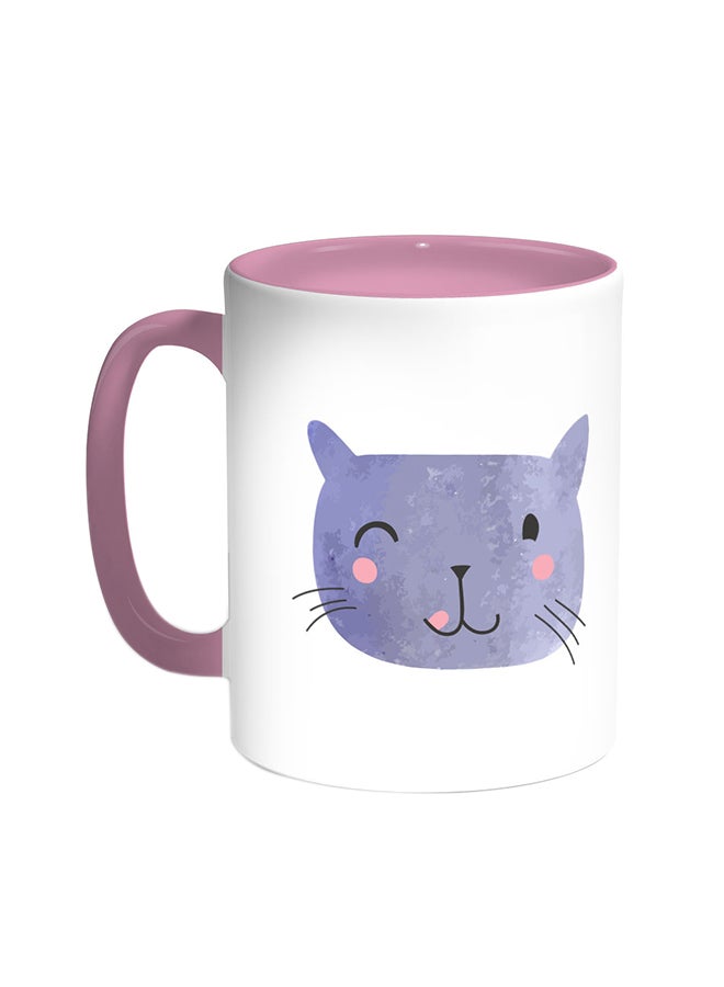 Decalac Happy Cat Printed Coffee Mug Pink/White