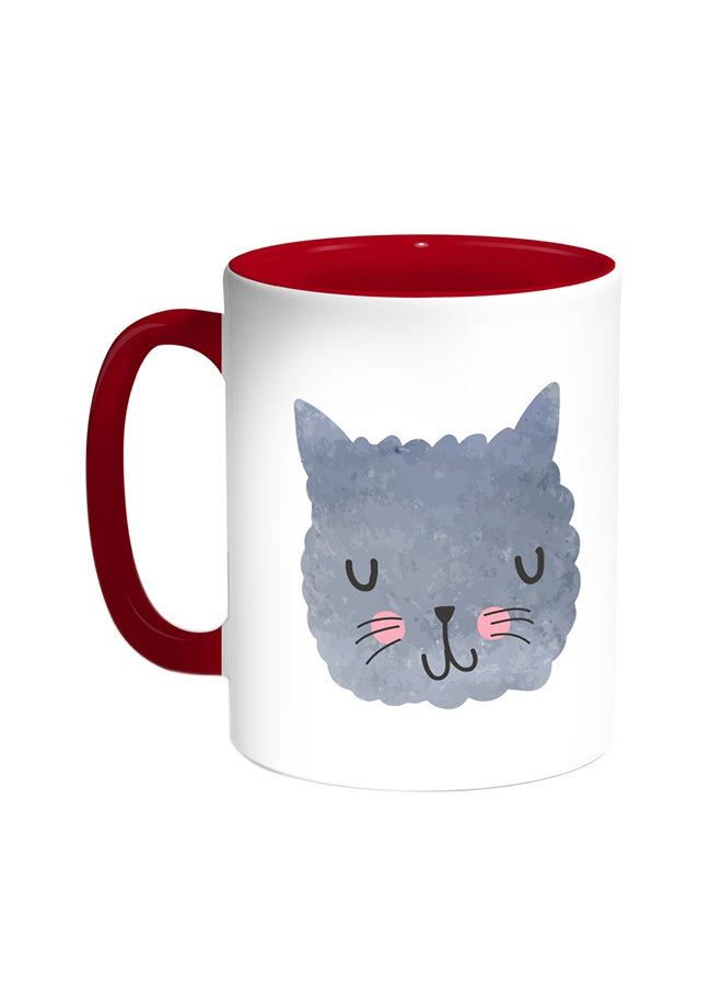 Decalac Happy Cat Printed Coffee Mug Red/White