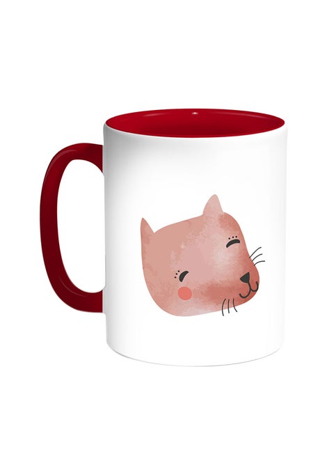 Happy Cat Printed Coffee Mug Red/White