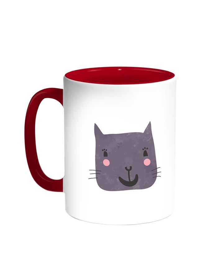 Decalac Happy Cat Printed Coffee Mug Red/White