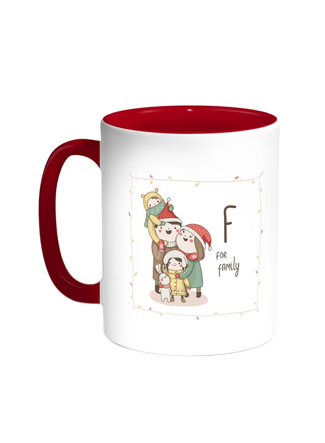 Happy Family Printed Coffee Mug Red/White