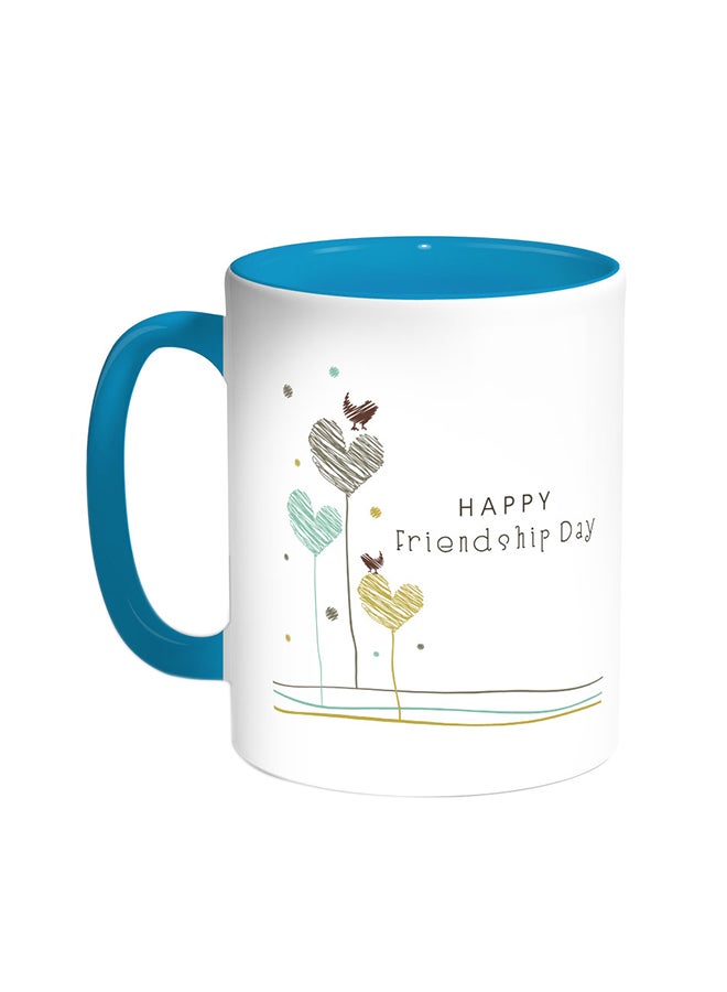 ديكالاك قدح قهوة - هابي فريندشيب داي تركواز/أبيض