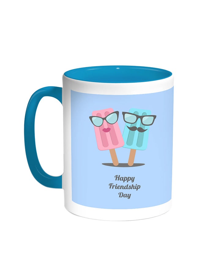 Decalac Happy Friendship Day Printed Coffee Mug Turquoise/White