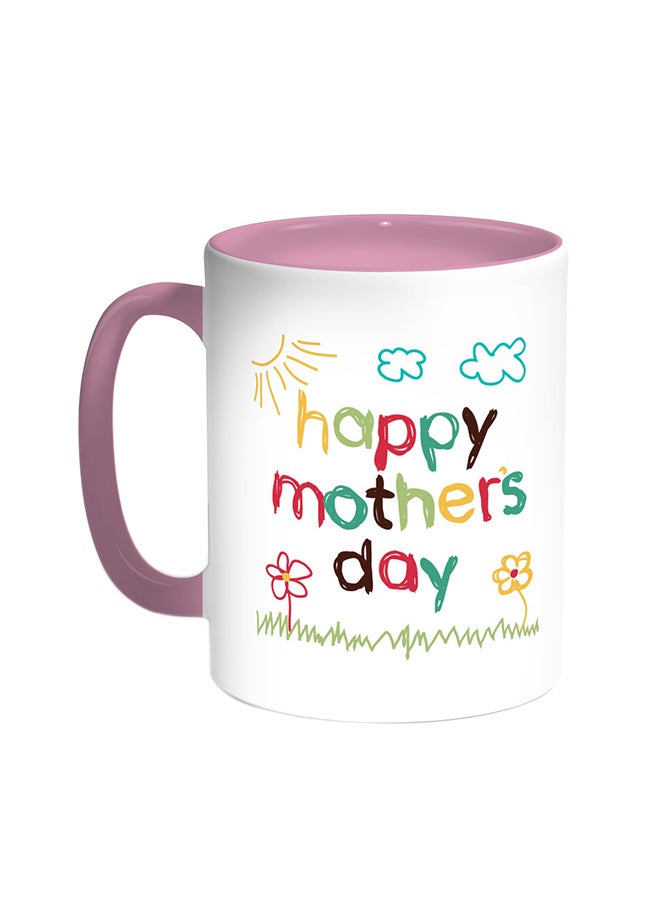 Decalac Happy Mother's Day Printed Coffee Mug Pink/White