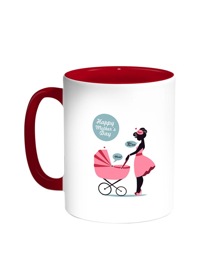 Happy Mother's Day Printed Coffee Mug Red/White